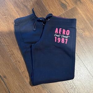 Aeropostale Dark Blue Sweatpants with Pink Stitching Medium